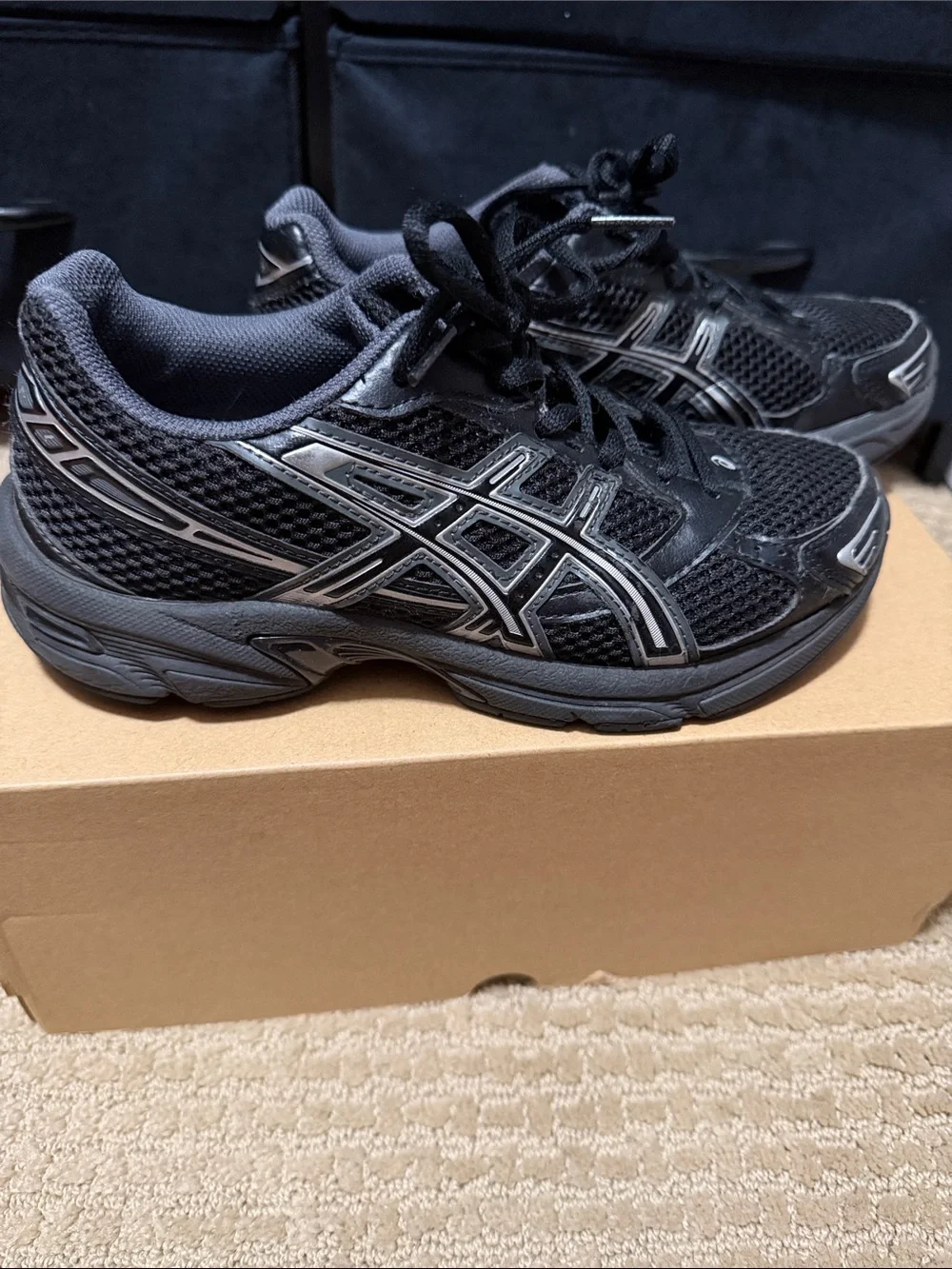 ASICS Black and Silver Mesh Running Sneakers